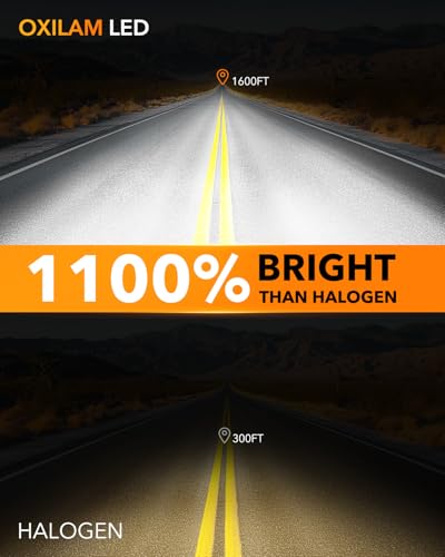 Image of OXILAM H11B LED Light Bulb, 1100% Brighter H8B /H9B Fog Bulb, 60,000Hrs Lifespan, 5MIN Direct Plug, IP68, Anti-Flicker LED Light for Cars Trucks SUVs, Pack of 2
