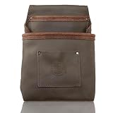 Graintex OS2318 2 Pocket Nail & Tool Pouch Top Grain Oil Tanned Leather for Framers, Constructors, Electricians, Plumbers, Handyman Brown