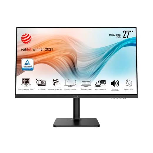 MSI Modern MD271P - Monitor Business 27” Full HD - Panel IPS 1920 x 1080, 75Hz, Características Pro Confort Visual, Soporte Ajustable 4 Posiciones, Montaje VESA, Puertos USB tipo C y HDMI - Negro