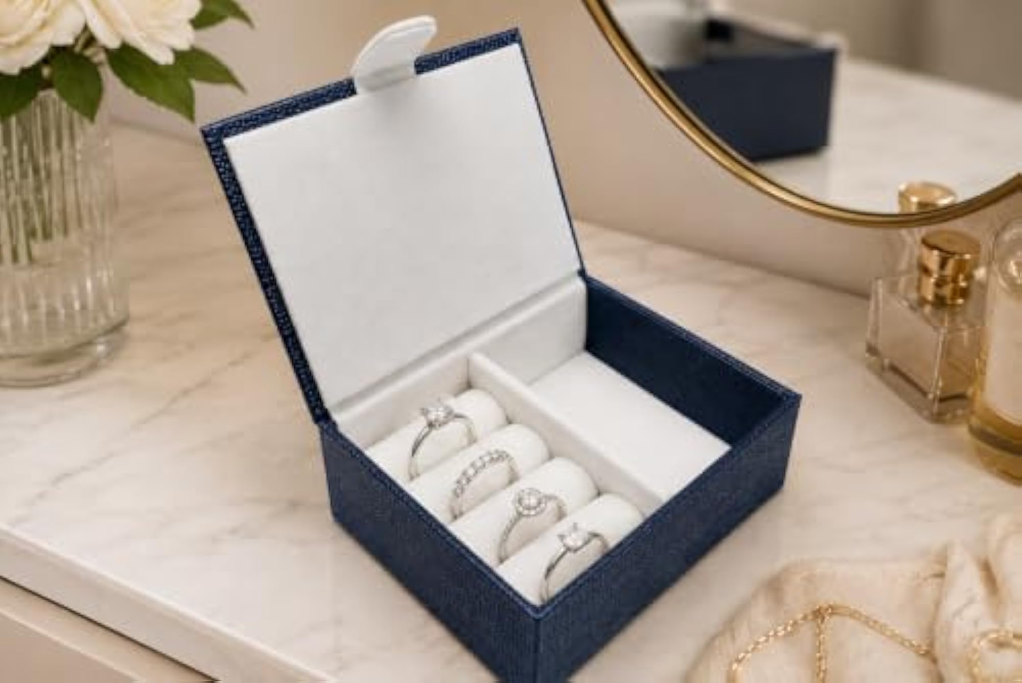 Small Jewellery Box for Women, Ring & Earring Organizer