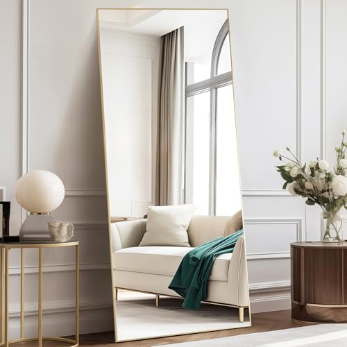 DUMOS Full Length Mirror with Stand, 70.4" x 25.6", Gold Aluminum Frame