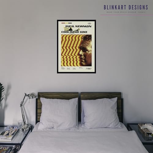 Image of BLINKART Cool Hand Luke Movie Poster Frame 8x12 Inch | Premium 300 GSM Paper Wall Print | Mid Century Vintage Film Artwork for Home, Bedroom, Living Room, Office | Framed Photo Decor