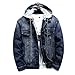 JEKE-DG Hoodie Jean Jacket for Men Long Sleeve Distressed Trucker Outwear Fashion Slim Fit Casual Denim Jacket with Hood (B-Blue,Medium)