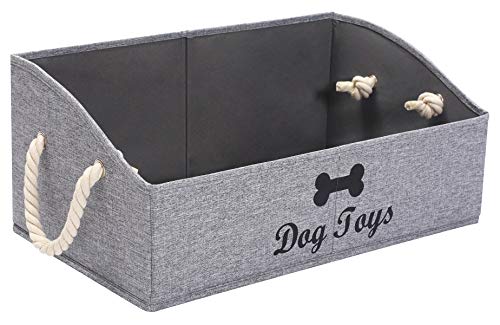 Image of Morezi Large Dog Toy bin Puppy Shallow Toy Baskets - Perfect for Collapsible Bin for Living Room, Playroom, Closet, Home Organization - Snow Gray - Rectangle - Dog