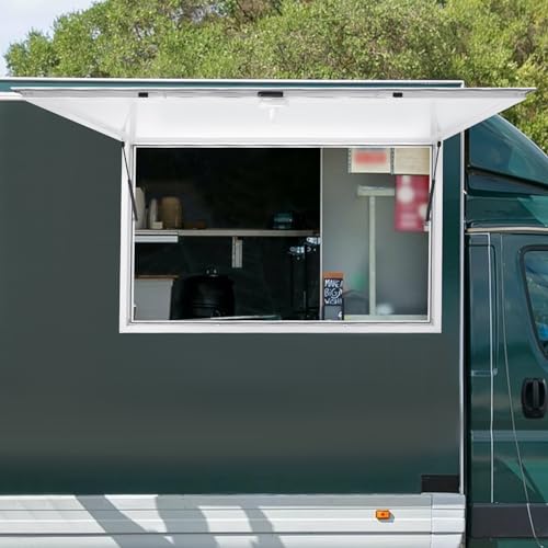 Concession Window for Catering Trucks,Concession Stand Serving Window Door with Drag Hook, Lockable Concession Window, Concession Awning Door for Food Trucks, Barbecue Trailers (64 * 40 * 3.15inch)