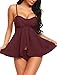 ADOME Women Swimwear Two Piece Swimsuit Serendipity Flyaway Tankini Red Medium