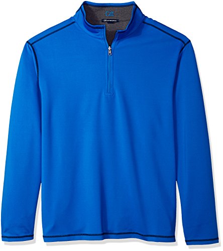 Cutter & Buck Men's 50+ UPF Stretch Evergreen Reversible Snap Placket Pullover, Digital b, Large