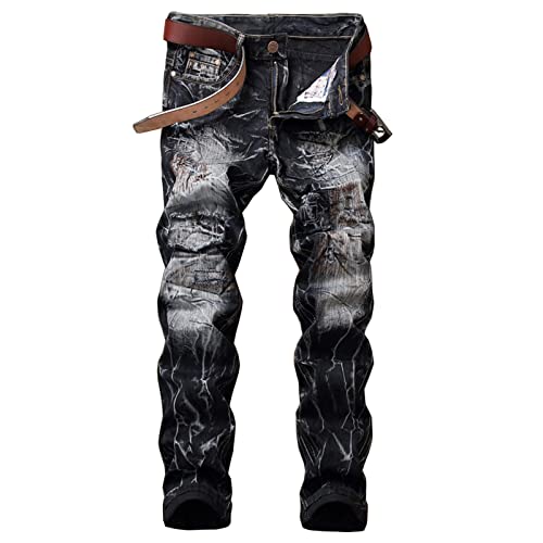 Jean patch homme coupe droite stretch effet vieilli délavé