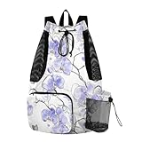 Damen Herren Rucksack mit Kordelzug, Sommer-Camp-Tasche mit Wasserflaschentasche, wasserdicht,...