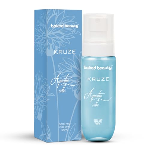 Image of BAKED BEAUTY Kruze Aquatic Vibe Perfume Body Mist | Refreshing Long Lasting Tropical Fragrance|Double Duty Mist For Hair & Body| Travel-Friendly Perfume Body Spray for Women- 100ml