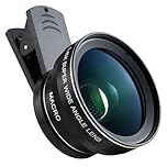 Textiluxe 2 int 1 Phone lens,mobile phone camera lenses, 0.45X Wide Angle Lens 140°+12.5X Macro Lens, Clip-on Phone Lens for iPhone, Samsung and Most Android Smartphones (black)