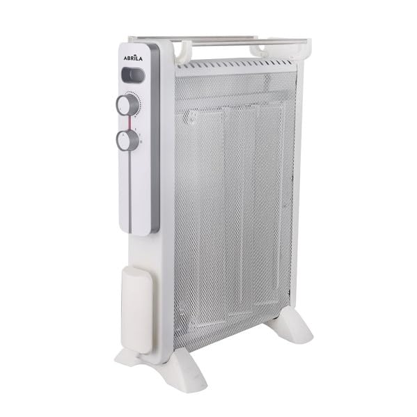 ABRILA - Radiador Mica Caicos 1500W con 3 Elementos Blanco/Gris | 3 Potencias | Protección Contra Sobrec. y Antivuelco | 63,5x45x21 cm