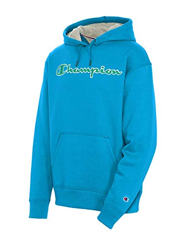 Champion Men's Powerblend Applique Hoodie, Deep Blue Water, Medium