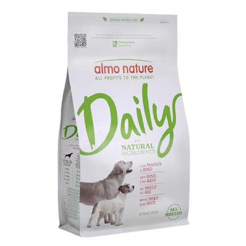 almo nature Daily - Crocchette per Cani Adulti di Tutte Le Razze, con Manzo e Riso - Sacco da 1,2 kg