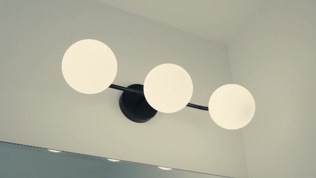 Image of 3-Light Black Bathroom Vanity Light - Matte Black Modern Wall Sconce with Frosted Glass Globes for Mirror, Sink, Bedroom, Hallway, Kitchen - G9 Bulbs Not Included
