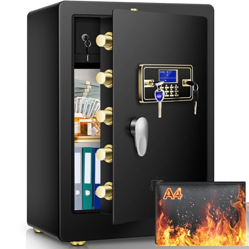 5.3 Cuft Extra Large Home Safe Fireproof Waterproof, Heavy Duty Fireproof Safe Box with Fireproof Bag, Programmable Keypad and Inner Lock Box, Digital Security Safe for Document Firearm Medicine