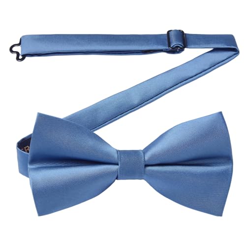 Image of HISDERN Bow Ties for Men Pretied Bowties Classic Formal Business Bow Tie Adjustable Tuxedo Bowtie for Wedding Party