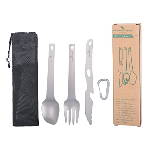 iBasingo Couverts en titane ensemble de couverts utilitaires ultra-légers ustensile cuillère fourchette couteau usage domestique voyage Camping vaisselle 3pcs/set
