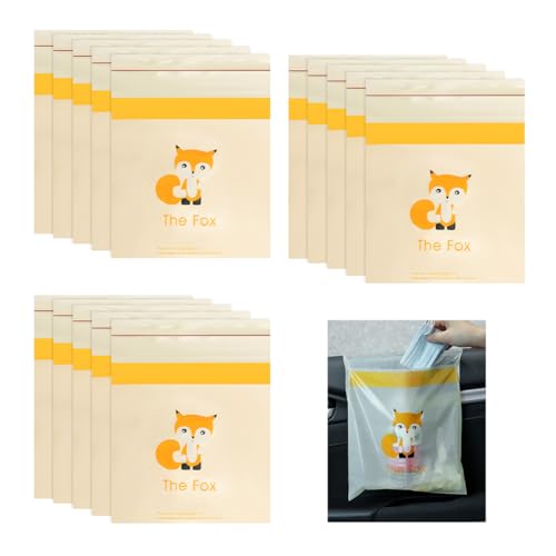 Image of 15 PCS Car Trash Bags, Easy Stick-On Disposable Car Garbage Bags Leak-Proof Vomit Bags, Waterproof Self Adhesive Cleaning Bags for Vehicles Bedrooms Offices, Car Accessories (Fox)