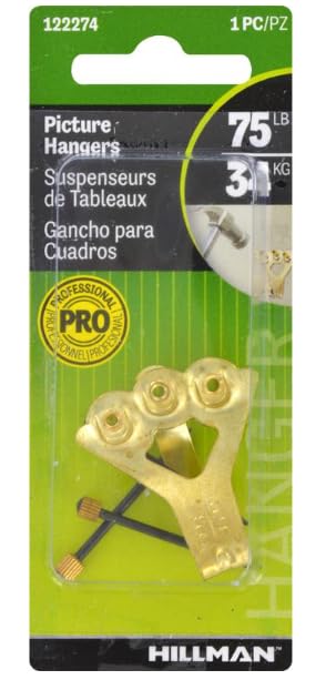 Image of Hillman Professional Picture Hangers 75 Lb Brass Plated Blue Carded