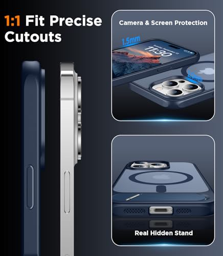 Image of Magnetic Compatible with iPhone 14 Pro Case, [Built-in Invisible Kickstand][Compatible with MagSafe] [Military Grade Shockproof] Slim Translucent Matte Phone Case for iPhone 14 Pro 6.1 inch