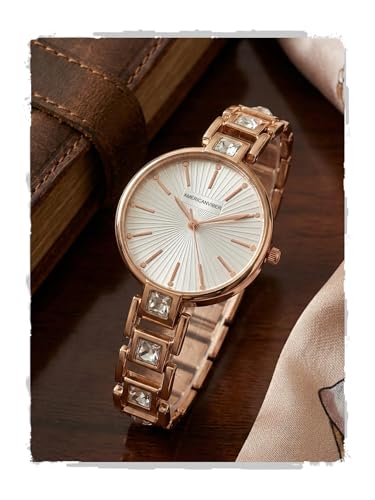 Image of AMERICANVIBER Red Diamond-Studded Women's Analog Watch with Adjustable Strap, Stylish Round Dial Wrist Watch for Girls & Ladies, Suitable for Casual, Office, and Formal Use