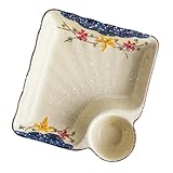 Cette assiette à raviolis en céramique peinte à la main avec un plat à vinaigre offre une salle à manger artistique et une fonctionnalité polyvalente, parfaite pour améliorer les présentations de repas