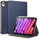 DTTO Case for iPad Mini 7 (A17 Pro) 2024, iPad Mini 6th Generation 2021, Fabric Texture Hard Back Cover iPad Mini 7/6 Case 8.3 Inch with Auto Wake/Sleep, Support Apple Pencil Charging, Navy Blue