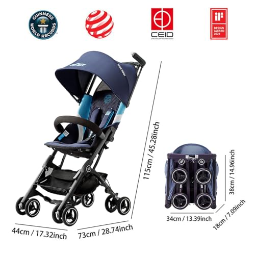 Image of gb Pockit+ All-Terrain, Ultra Compact Lightweight Baby pockit Travel Stroller for Babies & Toddlers, Carry-On Flight Luggage Compliant, Dark Blue