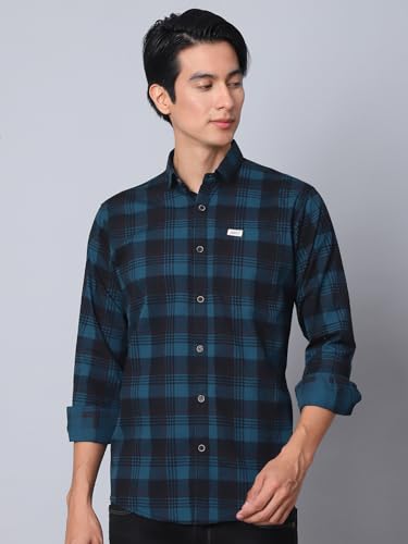 Image of Majestic Man Comfort Cotton Slim Fit Checked Casual Shirt for Men