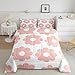 Manfei Girly Pink Twin Size Down Comforter Set, 70s Groovy Daisy Flowers Duvet/Quilt Set Soft Bed Collection, Cute Cartoon Floral Bedding Comforter for Boys Girls Bedroom,2 Pcs
