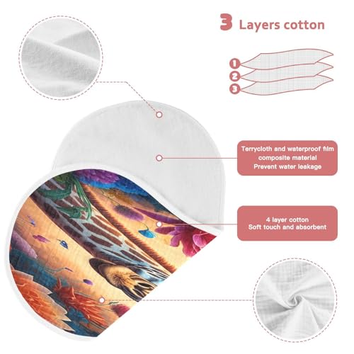 J JOYSAY Floral Giraffe Amber Baby Burp Cloths for Boys Girls Large 22''x11'' Cotton 4 Layer Boys & Girls Rags for Drool Spit Up one sizex13