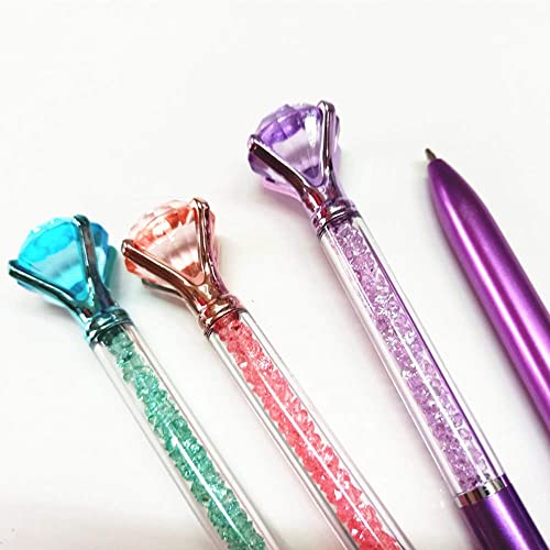 Aiyayi Diamond Pens Pack Of 4 Cute Ballpoint Pens Retractable Ballpoint Pen Gem Pens Rhinestones Crystal Bling Plated Metal Color Blue Gel Ink Office Supplies Gifts For Women (4 Pens)… #TOP1