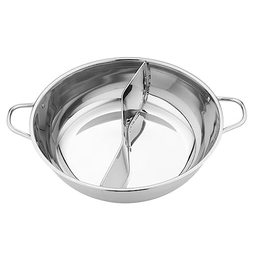 Stainless Steel Mandarin Pot Wok Pan with Lid Nonstick Cookware Ramen Hot Pot Chinese Divided Hot...
