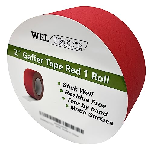 Weltroice Gaffers Tape Red 1 Pack, Heavy Duty Gaffing Tape, Matte Non-Reflective, Multipurpose, Hand...