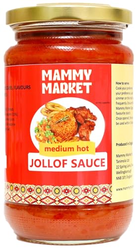 Mammy Market Jollof Sauce -350g jar Authentic ready to use African sauce made in England Makes jollof rice easy to cook. Can also be used for other dishes just heat and eat.