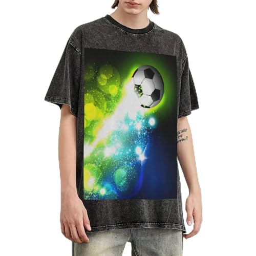 T-shirt surdimensionné homme imprimé ballon football coton vintage