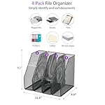 AUPSEN Desk Organizer, 4-Pack Magazine Holder File Organizer, Mesh Desktop File Sorter Folder Organizer, Desk Accessories & Workspace Organizers for Home Office (Black) - Image 3