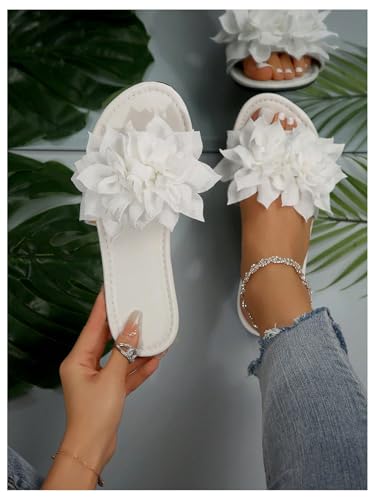GORGLITTER Women's Flower Sandals 3D Floral Open Toe Cute Flat Slippers Dressy Summer Beach Slides 20253