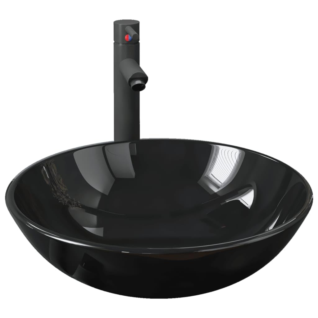 Badezimmer Waschbecken mit Wasserhahn Ablaufgarnitur Schwarz,Heimwerkerbedarf,Sanitärbedarf,Sanitärkeramik & Armaturen,Waschbecken & Spülen,Badezimmer-Waschbecken,Schwarz,8.08 kg-3098452