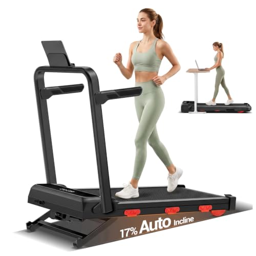 Image of 17% Auto Incline Walking Pad Treadmill with 12-Level, 43″ High Armrests