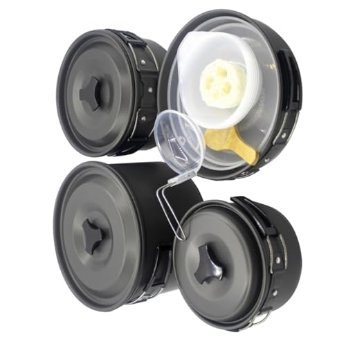 Parliky Picnic Pot Set 4-5 Person Cooking Kit Portable Camping Cookware Pots Pans Made for Outdoor Enthusiasts and Family Picnics