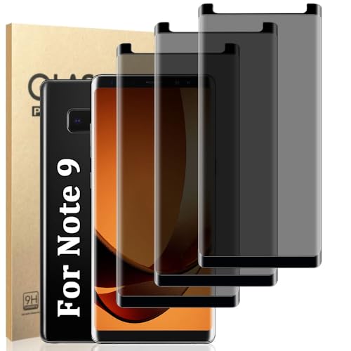 Geviaho (3 Pack) Galaxy Note 9 Privacy Screen Protector Tempered Glass, 9H Hardness 3D Curved Full Coverage Bubble Free Support Fingerprint, For Samsung Galaxy Note 9 6.8 Inch