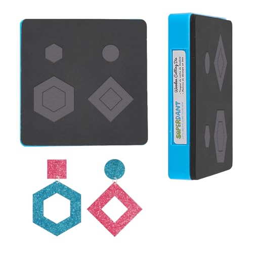 SUPERDANT Molde de corte hexagonal de couro, geométrico, para fabricação de brincos com efeito vazado, máquina de corte de madeira para mulheres, chaves, crianças, mochilas, bagagem, gato, coleira de