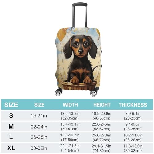 Dachshund Hot Air Balloon Luggage Covers Tsa Approved Suitcase Cover Elastic Washable Luggage Sleeve Carry on Cover Protector Anti-Scratch Suitcase Protector Fits 19-30 Inch Case(S)2
