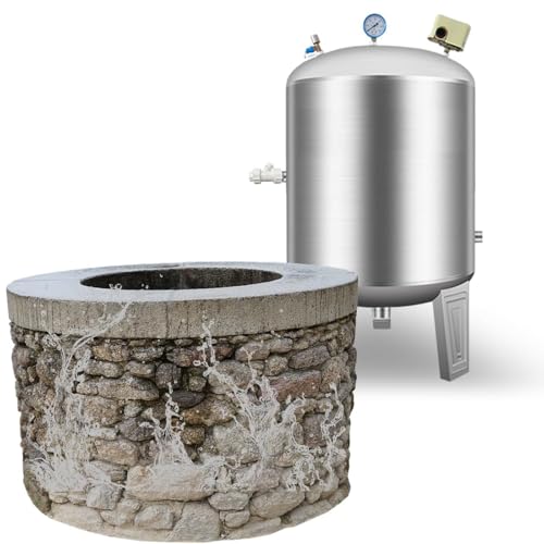 Hochdruck-ausdehnungsgefäß Trinkwasser aus Edelstahl mit Entlüftungsventil und Montagesatz, Bodenentleerung, Blasenlos, for Haus, Garten Und Landwirtschaft(100L/27GaL(95x40cm/37x16in))