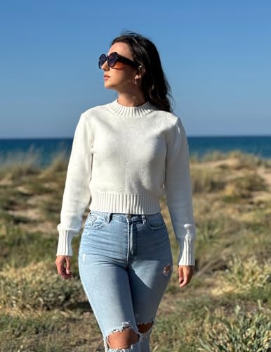 Image of Zeagoo Women's 2026 Fall Crewneck Cropped Sweaters Long Sleeve Knit Tops