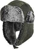 KBW-603 OLV Corduroy Aviator Trapper hat Trooper Ear Flaps Ushanka Eskimo Russian Warm Winter Cold Olive