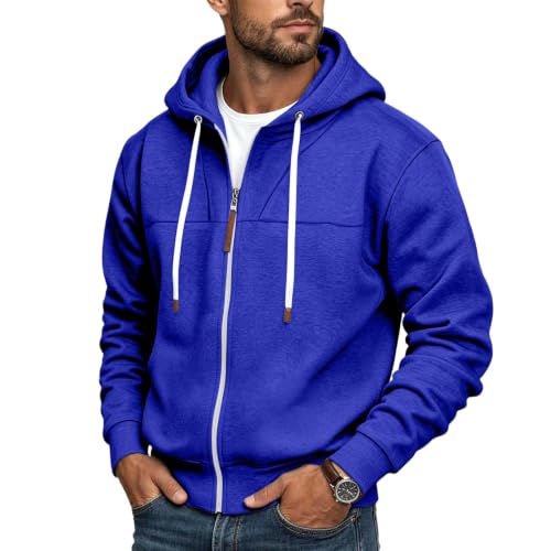 Mens Full Zip Hoodies Fashion Fleece Drawstring Hooded Sweatshirts Jackets - image 2