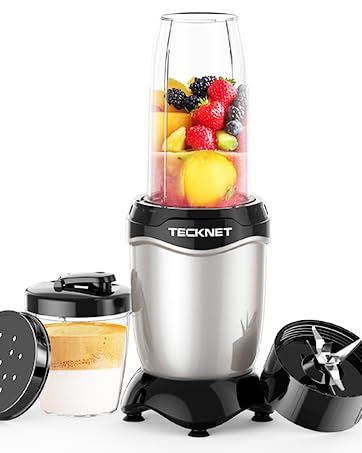 TECKNET 600W Smoothie and Food Blender with 2 Portable Cups, High Speed Food Blender for Shakes,...